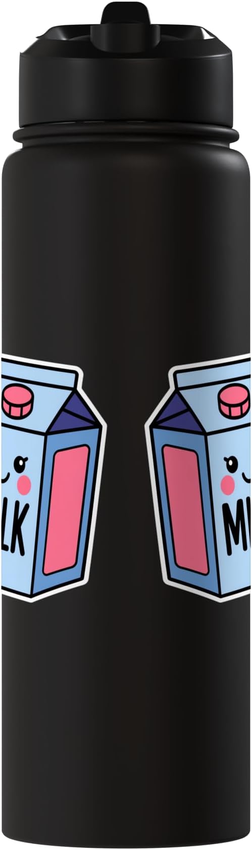 Milk Carton Kawaii Cute Smiling Milk Stainless Steel Insulated Water Bottle