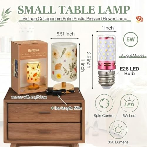 Pressed Flower Vintage Table Lamp