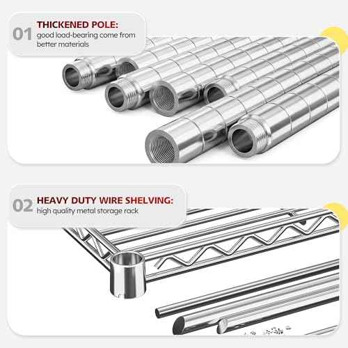 55.5''W Storage Shelves 2500LBS Wire Shelving Unit with Wheels Heavy Duty Metal Shelves for Storage Adjustable Garage Storage Rack Pantry Shelf Kitchen Shelving (4 Count)
