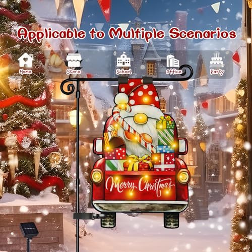 12x18 Lighted Christmas Dwarf Garden Flag