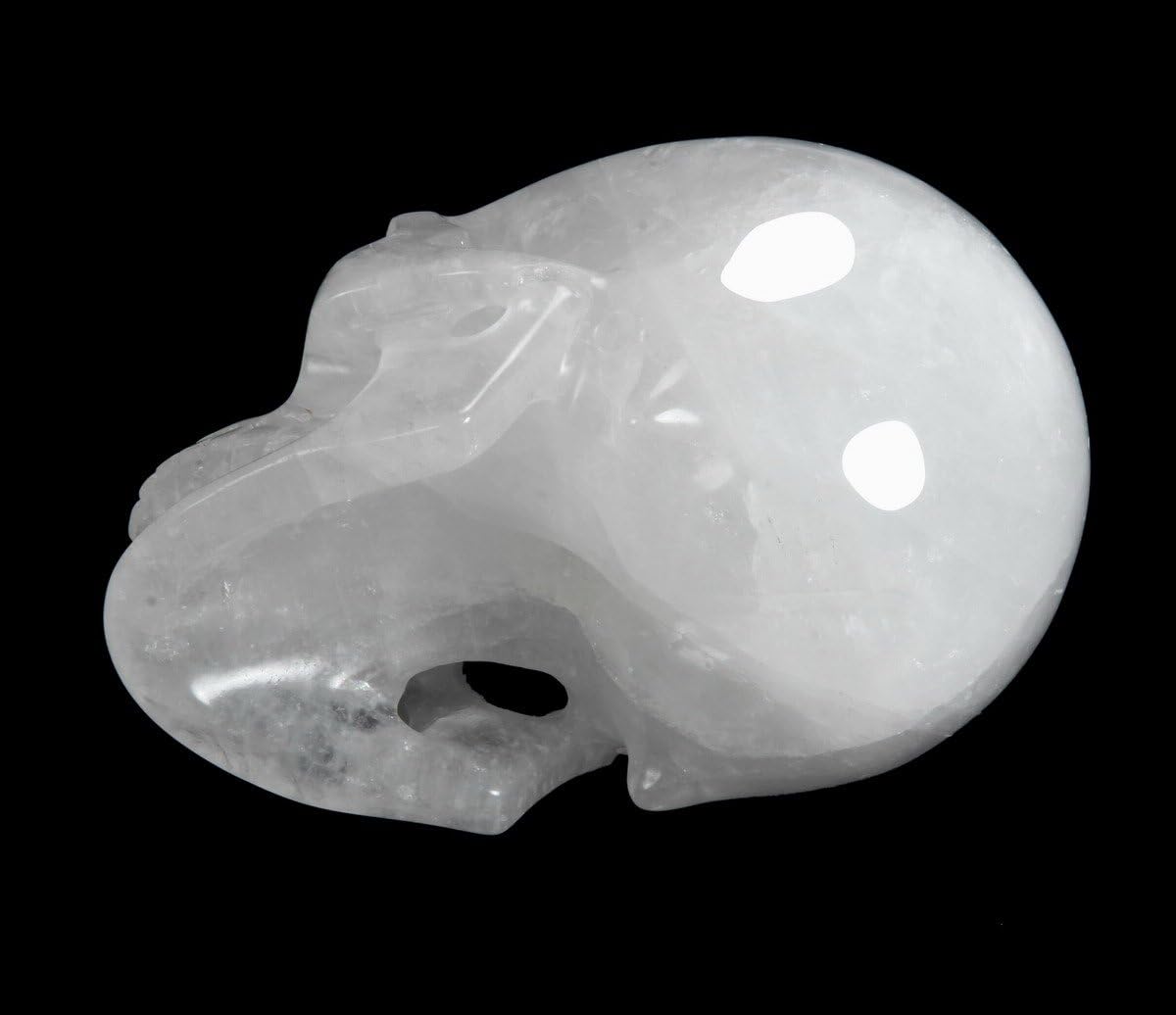 Huge 5.0" Angolan Quartz Rock Crystal Carved Crystal Skull, Realistic.