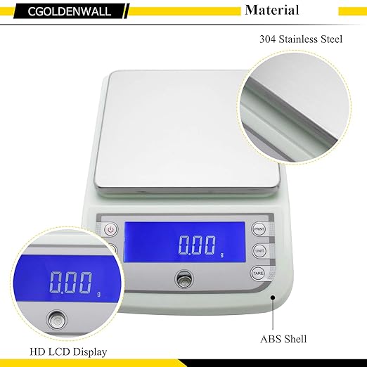 CGOLDENWALL 5000g 5kg 0.01g Lab Analytical Balance Digital Precision Electronic Scale Analytical Counter Automatic Calibration Commercial Scale High Precision Output RS232 and Automatic Calibration