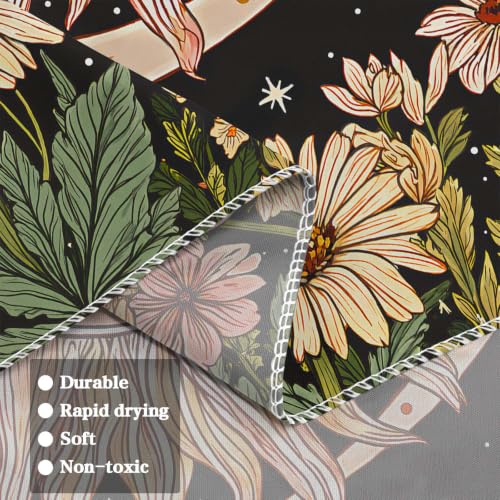 Boho Vintage Sun and Moon Hippie Floral Tapestry 80 x 60 Inch