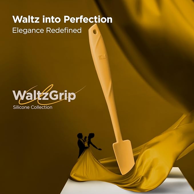 Kitchen Mama WaltzGrip Platinum Silicone Jar and Can Spatula Utensil Set: Heat-Resistant, Nonstick Scraper, Scooping, Perfect for Smoothies, Jam, Cream, Butter, Dishwasher Cooking Gadget (Yellow)