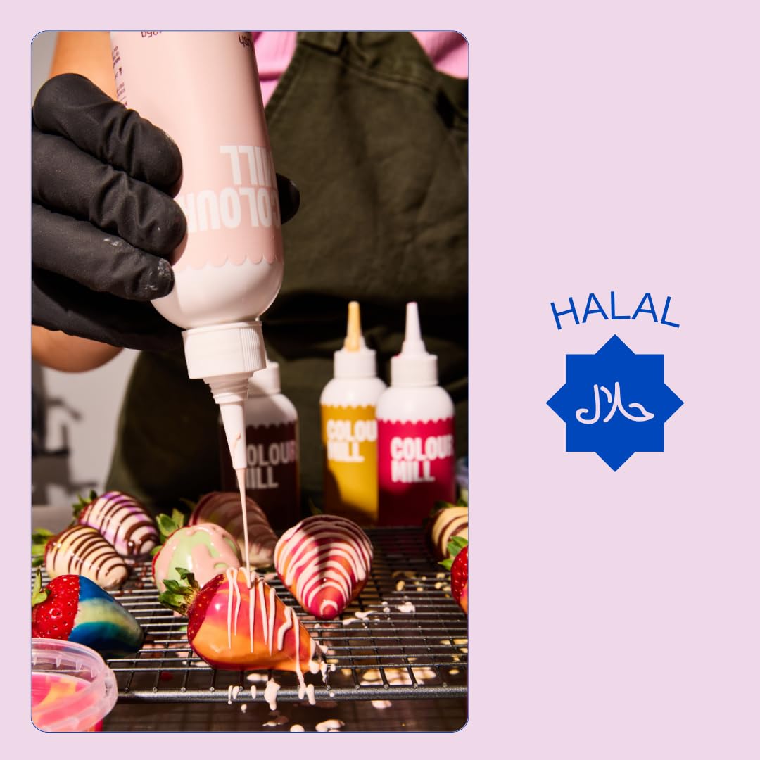 Colour Mill Chocolate Drip Easy-Melt Drizzle for Desserts, 125 Grams Bright White