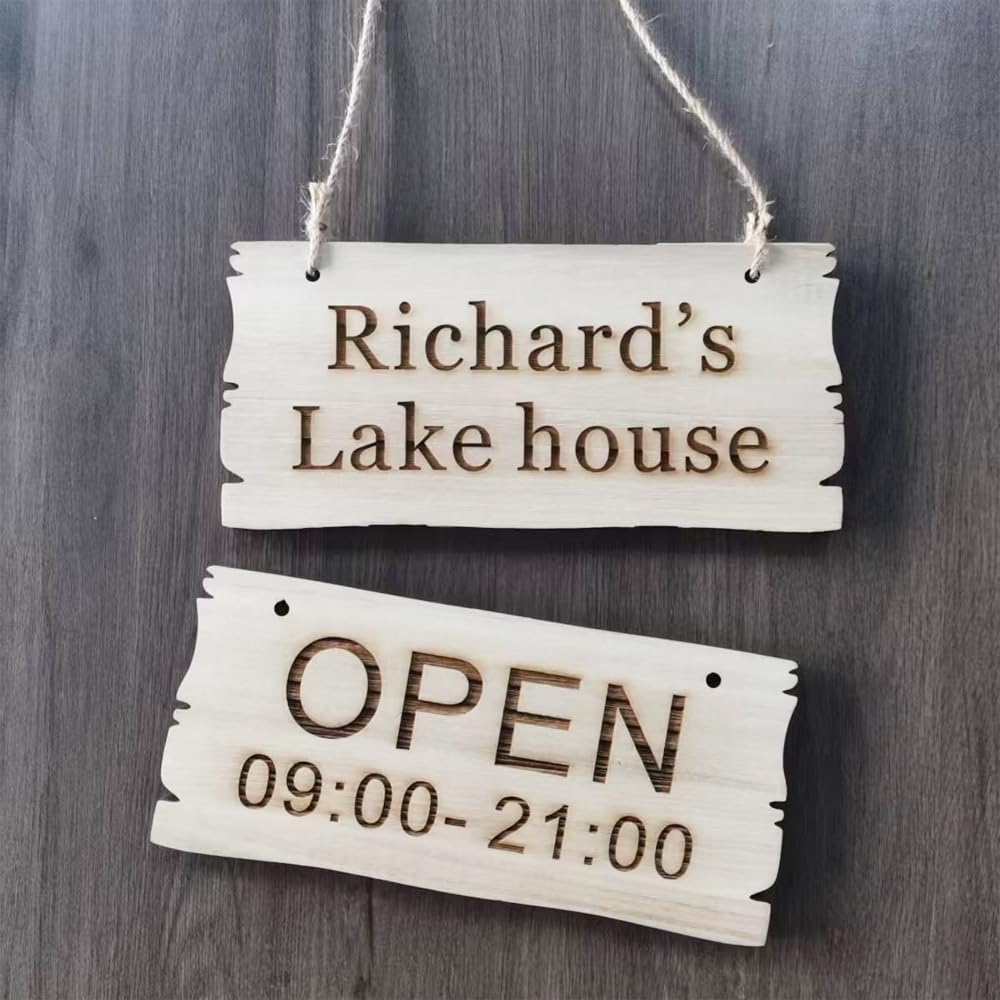 Personalized Wood Plaque Sign, Custom Engraved House Signs, Garden Signs, Welcome Sign, Decoration Signs (White)