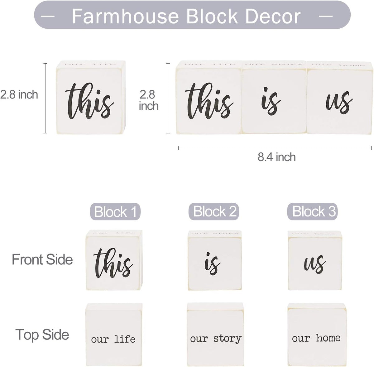 This is Us Sign & Our Life Story Home Letter Blocks - Farmhouse Table Rustic Home Decor, TV Stand Dining Room Modern Decorations for Shelf Mantle