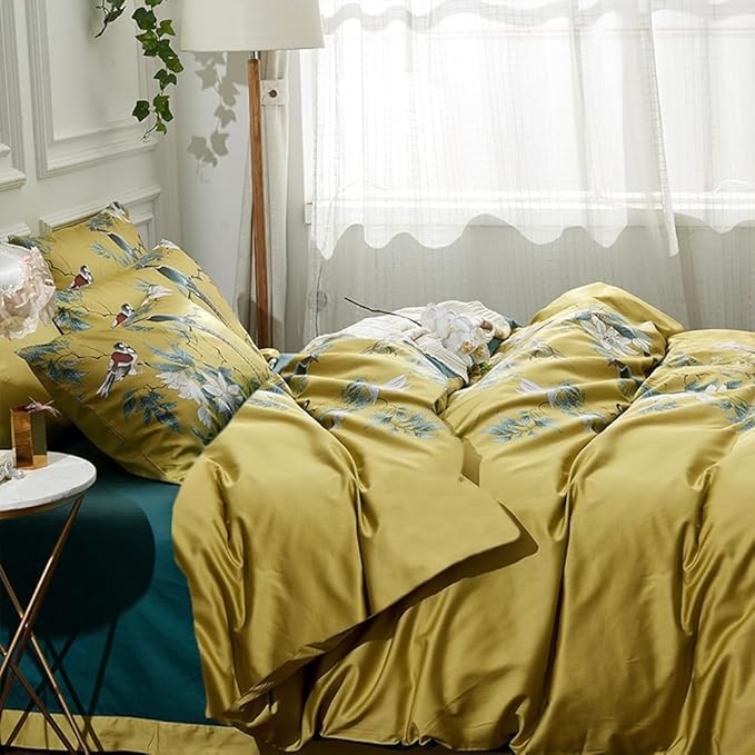 Garden Style Birds Flower Comforter Set Full Size Vintage Floral Boho Bedding Comforter Set Vibrant Color Flower Botanical Comforter with 2 Pillowcases Chic Farmhouse Bedding Comforter for All Season