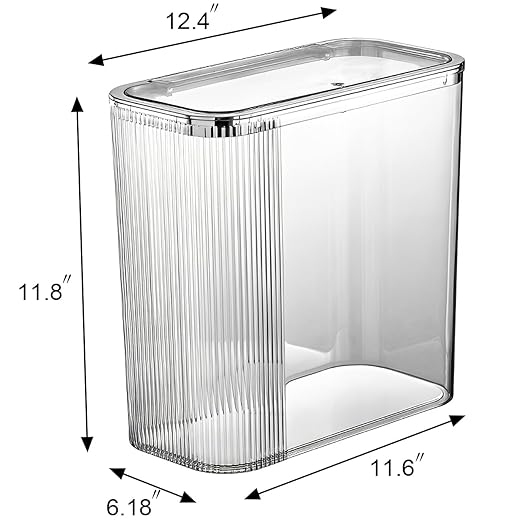 Sooyee Clear 14 Liter Bathroom Trash Can with Lid,3.9 Gallon Garbage Can with Press Type Lid,Trash Bin for Bathroom,Powder Room,Bedroom,Kitchen,Craft Room,Office