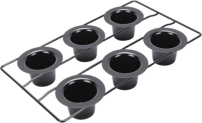 HEEPDD 6 Cup Popover Pans, Popover Pans Heavyweight Carbon Steel Bakeware Easy to Pan for Pudding Muffins Popovers Baking 6 Cup, Deep Non Stick Sturdy loaf pan