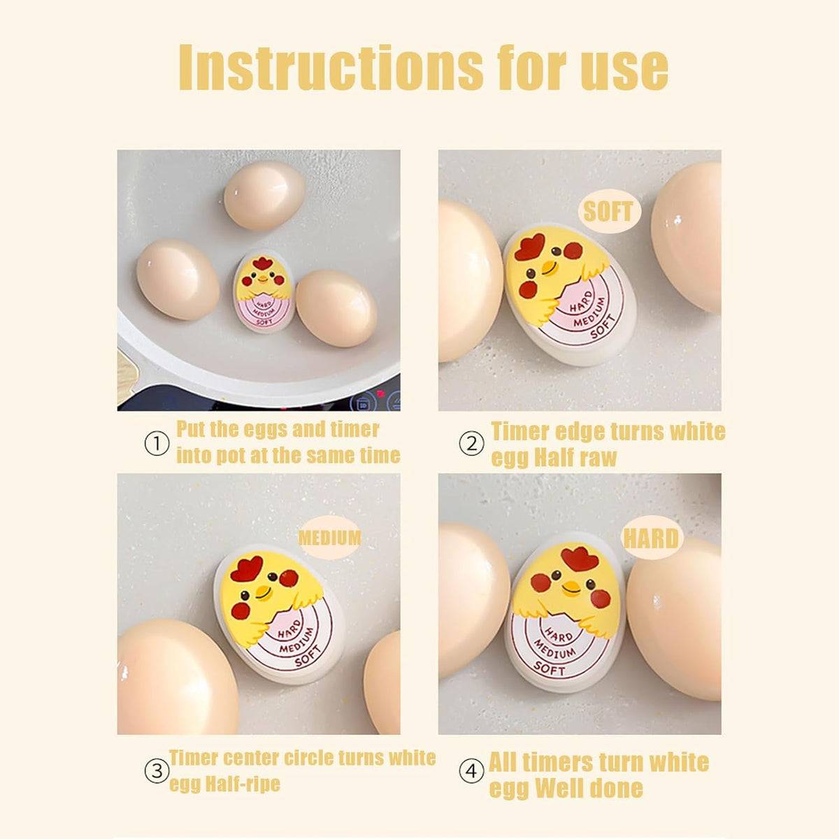 Creative kitchen Tools 3 in 1 Egg Slicer Set with (Hemisect/Slice/Petal) Great for Sandwiches Salads and Hors d'Oeuvres + Egg timer Spa Egg runny egg timer Perfect for Boiling Eggs - Hard Medium Soft