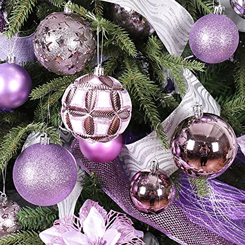 87ct Christmas Ball Ornaments Set Shatterproof Seasonal Hanging Decorations with Reusable Hand (87 Count)
