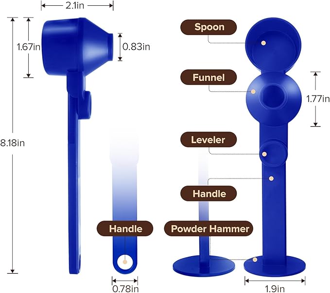 2Pcs Coffee Scoop & Funnel for Reusable K-Cup Pods, 2Tbsp Dosing Spoon, 51mm Espresso Tamper, BPA-Free PCTG, Dishwasher Safe, for Espresso Machines, Coffee/Protein Powder, Blue, 2 Models A&B