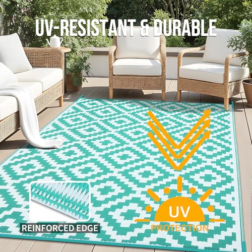Outdoor Rug 6x9 ft Waterproof Reversible Mat