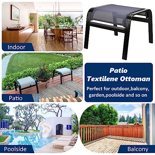 Outdoor Ottoman Patio Footstools Aluminum Small Chair Assembled Footrest for Porch Yard Garden 2 Set Navy Blue (2 Count)