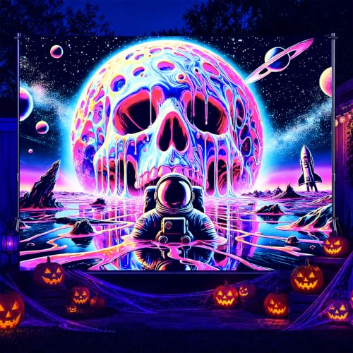 Blacklight Tapestry Galaxy Astronaut UV Wall Art 78 x 59 Inch