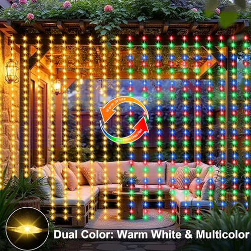 600 LED Curtain Lights 20Ftx10Ft Dual Color Changing Lights with Remote (600 Count)