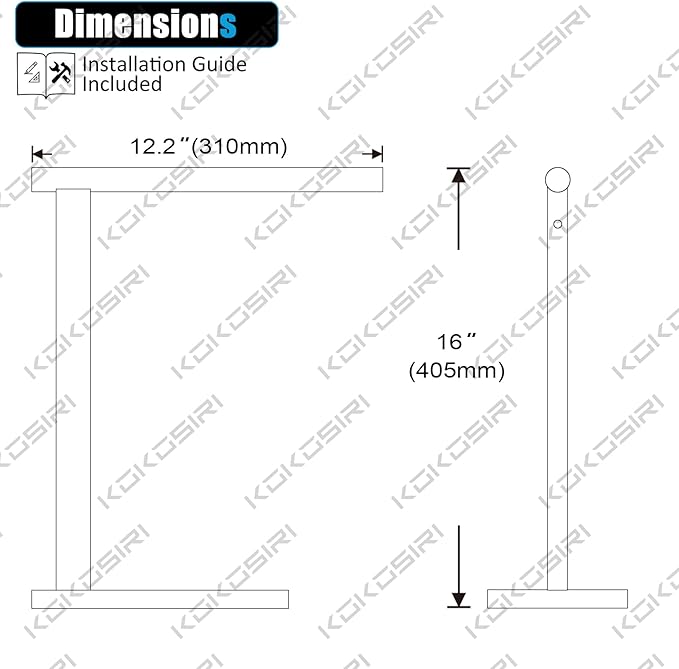 KOKOSIRI Hand Towel Bar Stand Towel Rack with Steady Marble Base for Bathroom Vanity Countertop, Oil Rubbed Bronze Stainless Steel 15.7'' Height THS0006-ORB