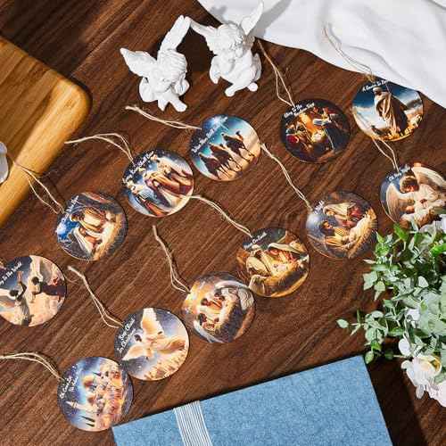 60 Pcs Christmas Ornaments Nativity Scene Wooden (60 Count)