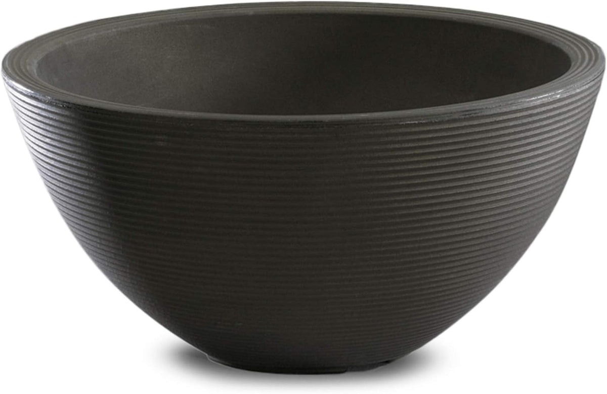Crescent Garden Delano Bowl Planter, Indoor Outdoor Round Shallow Plant Pot for Water Garden, Bonsai Plant Pots, Succulents with Drain Hole - Double Walled Bowl Lotus Pot, 16" W (Old Bronze)