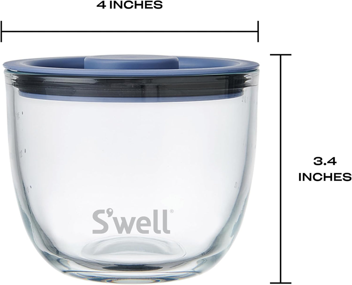 S'well 12oz Glass Prep Bowl Set of 4 For Easy Meal Prep, Coastal Blues, Made From Durable Tempered Glass, Nests Inside 21.5oz