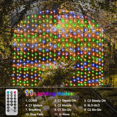 10x10Ft Curtain Lights 300 LED Dual Color Changing Lights with Timer Remote (300 Count)