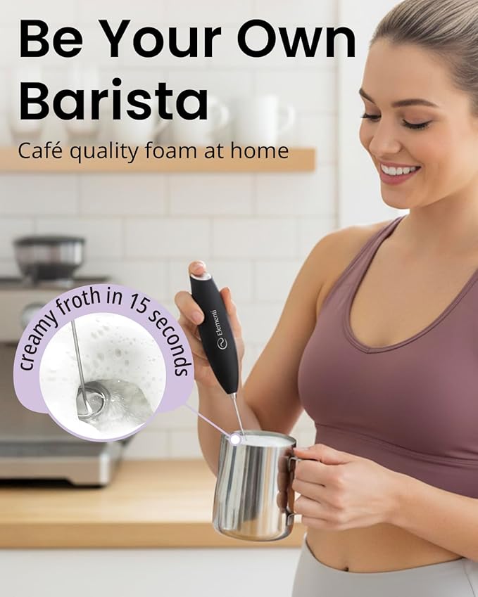 Elementi Portable Electric Milk Frother, Matcha Whisk, Milk Frother for Coffee Frother Electric Hand Blender, Mini Electric Whisk Small Hand Blender (Periwinkle)