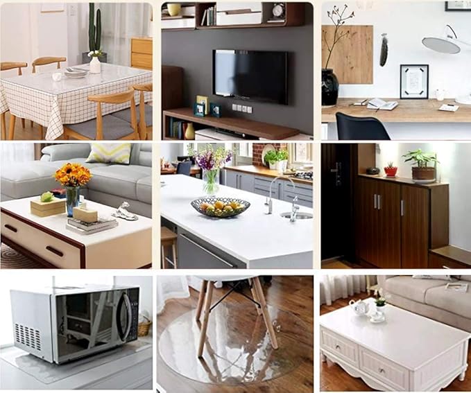 NECAUX Custom 20 x 47.3 Inch Clear Desk Cover Protector, 1.5mm Thick Plastic Desk Pad and Table Cover