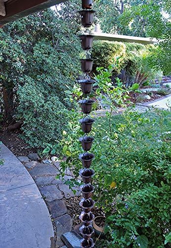 Nutshell Stores Flower Cups Rain Chain - Bronze - 20 Feet