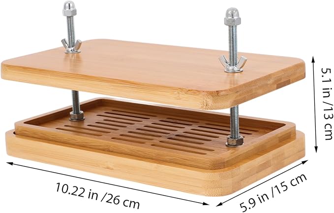 Hemobllo Bamboo Tofu Press 3-Layer Drip Tray Mold Adjustable Pressure Tofu Maker for Homemade Soybean Curd Efficient Kitchen Tool