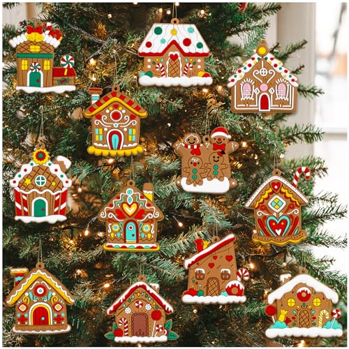Gingerbread House Ornaments Christmas Tree Decoration (12 Count)