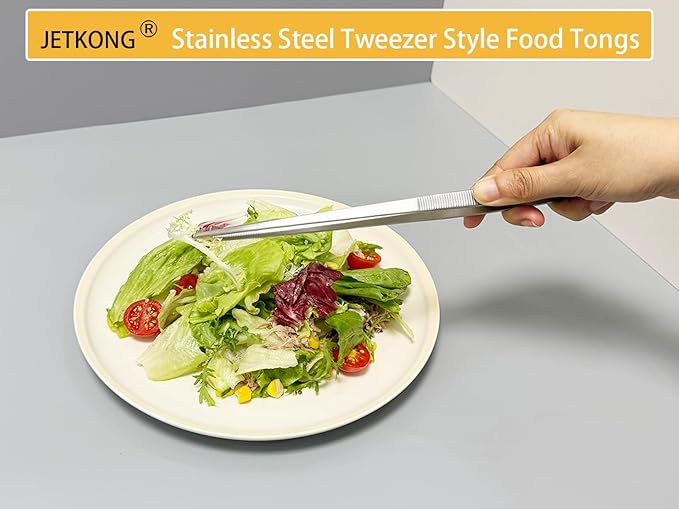 JETKONG 14 Inch Kitchen Tweezers Tongs Extra-Long Cooking Tweezers Stainless Steel Long Food Tweezer