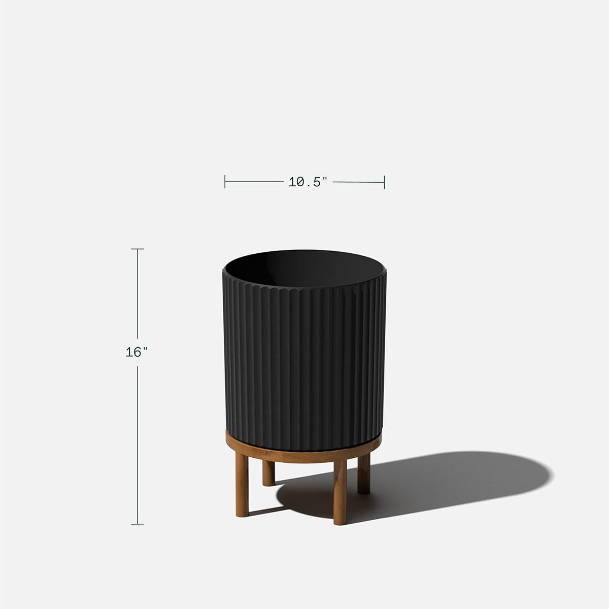 Veradek Demi Series Round Planter w/Stand for Porch/Patio | Durable Plastic-Stone Composite & Wooden Stand | Modern Décor for Tall Plants, Flowers