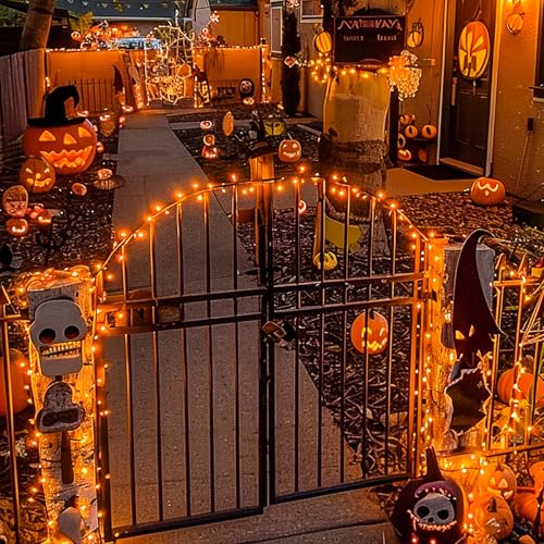163FT 8 Modes 500 LED Orange Halloween Lights Outdoor with Remote (163 Foot)