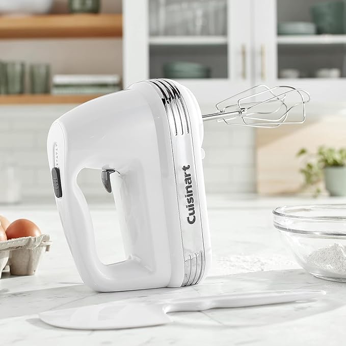Cuisinart Power Advantage 5-Speed Hand Mixer, 220W-Motor Hand Blender Electric Mixer with 5 Speed Settings, Extra-Long Dishwasher-Safe Beaters, 60-Inch Swivel Cord, HM-50, White