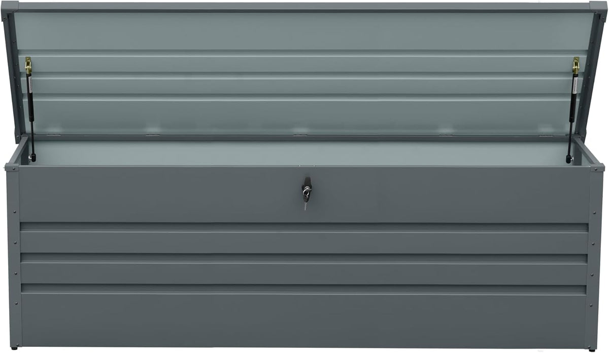 260 Gallon Outdoor Storage Box Waterproof, Extra Large Metal Deck Box and Patio Cushion Box for Storing Gardening Tools, Pool Supplies