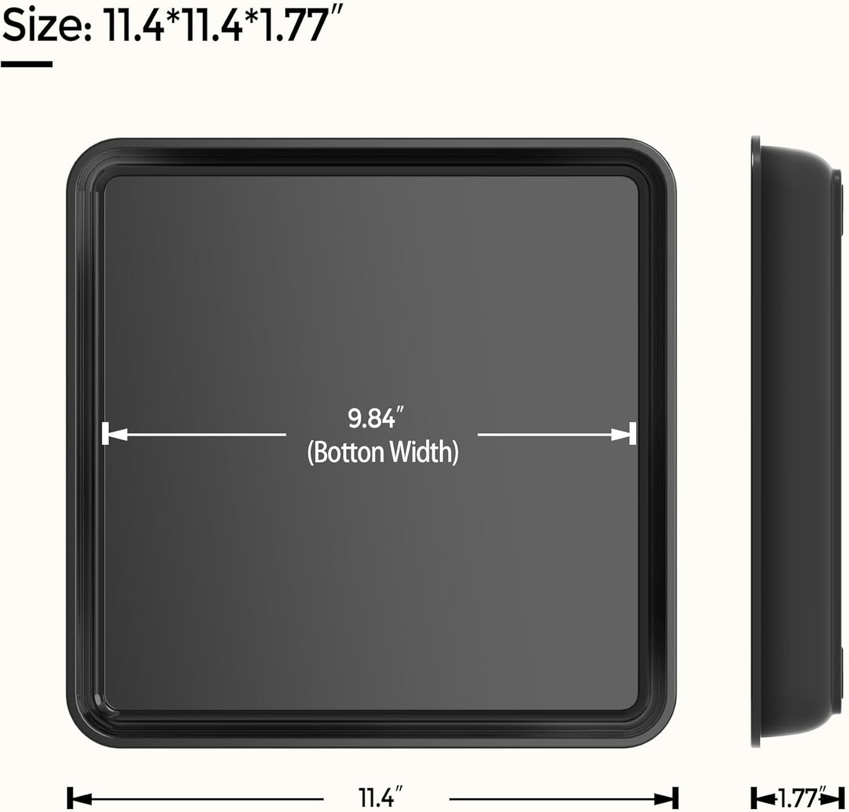 WAYNHUI Squared Plant Saucer 6/8/10/12/14/16/18/20inches Square Plastic Basin Tray Large/Small Water Receiving Tray (Black 12inch 5pack)