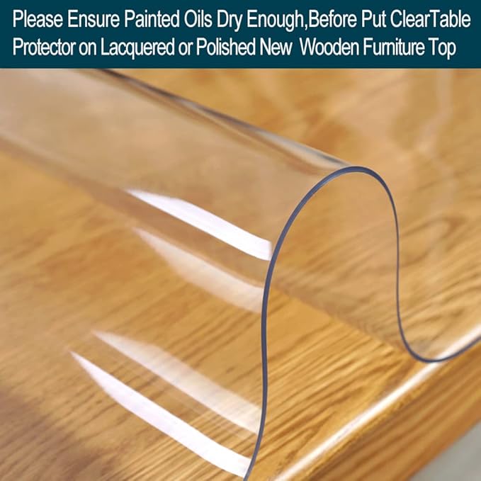 Wadrac Clear Table Protector Plastic Table Cloths PVC Night Stand Table Cover Mat Office Desk Mat Shelf Surface Protection Crystal Children Painting Cover Pad Transprent Rectangular 20x86.6 inch