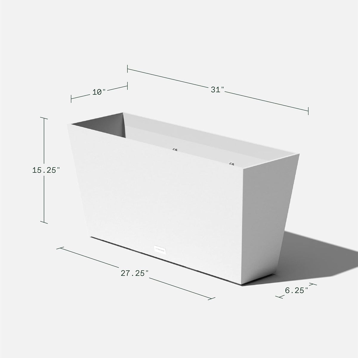 Veradek Pure Series Midori Trough Planter - Large Rectangular Planter for Indoor or Outdoor Deck/Porch | Durable All-Weather Use with Drainage Holes | Modern Decor for Shrubs, Flowers, Small Plants