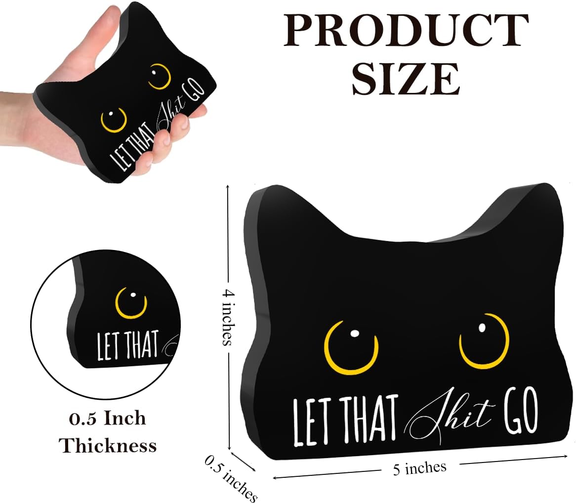 Funny Bathroom Acrylic Decor Sign, Let Them Go Sign, Black Cat Decor Cat Decor for Home Bathroom Cat Lover Gifts For Women Men