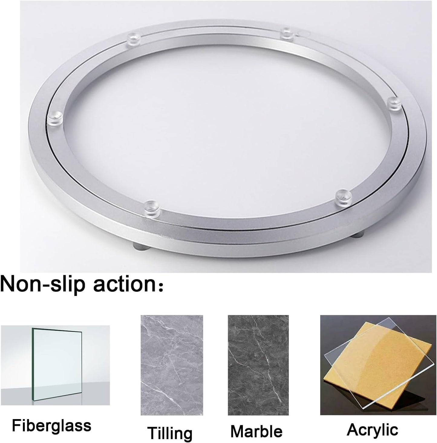 18 Inchs Heavy Duty Lazy Susan Bearing Aluminum Hardware Metal Rotating Turntable Bearings Swivel Plate Hardware for Dining-Table and Workbench Non-Slip