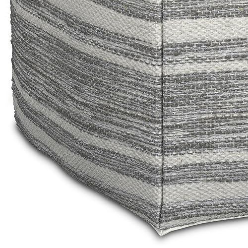 Carina Contemporary Square Woven Pouf in Black Melange