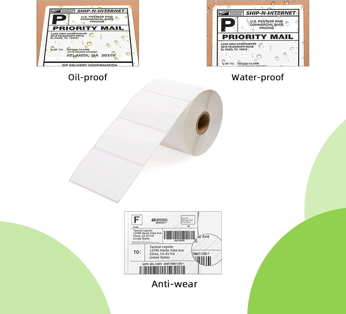 Compatible 3" x 2" Direct Thermal Labels Replacement for Barcodes Postage Address Shipping Compatible with Rollo & Zebra Desktop Printers Adhesive & Perforated (12 Rolls, 700 Labels/Roll)