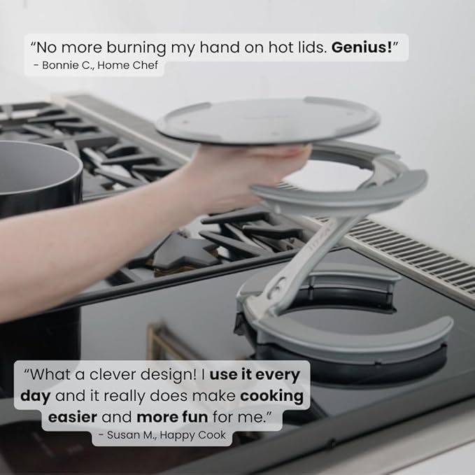 Trivae Pot Lid Holder – 4-in-1 Pot Lid Holder While Cooking, Pan Lid Holder, Trivet & Cake Stand – Versatile Kitchen Tool for Hot Pots, Serving & Display – Space-Saving, Heat-Resistant Stand