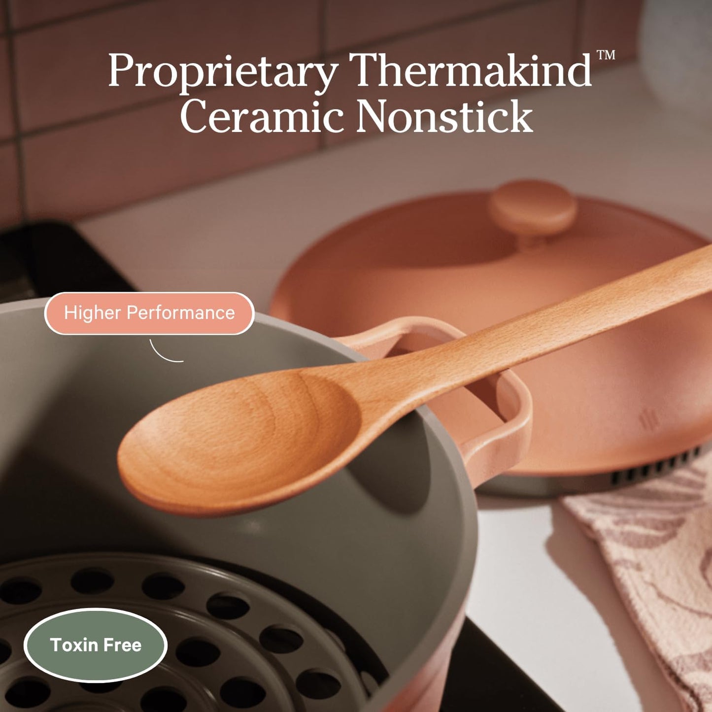 Our Place Perfect Pot - Mini 2.5Qt Nonstick Ceramic Sauce Pan with Lid | Versatile Cookware for Stovetop and Oven | Steam, Bake, Braise, Roast | PTFE & PFOA-Free | Toxin-Free, Easy to Clean | Lavender