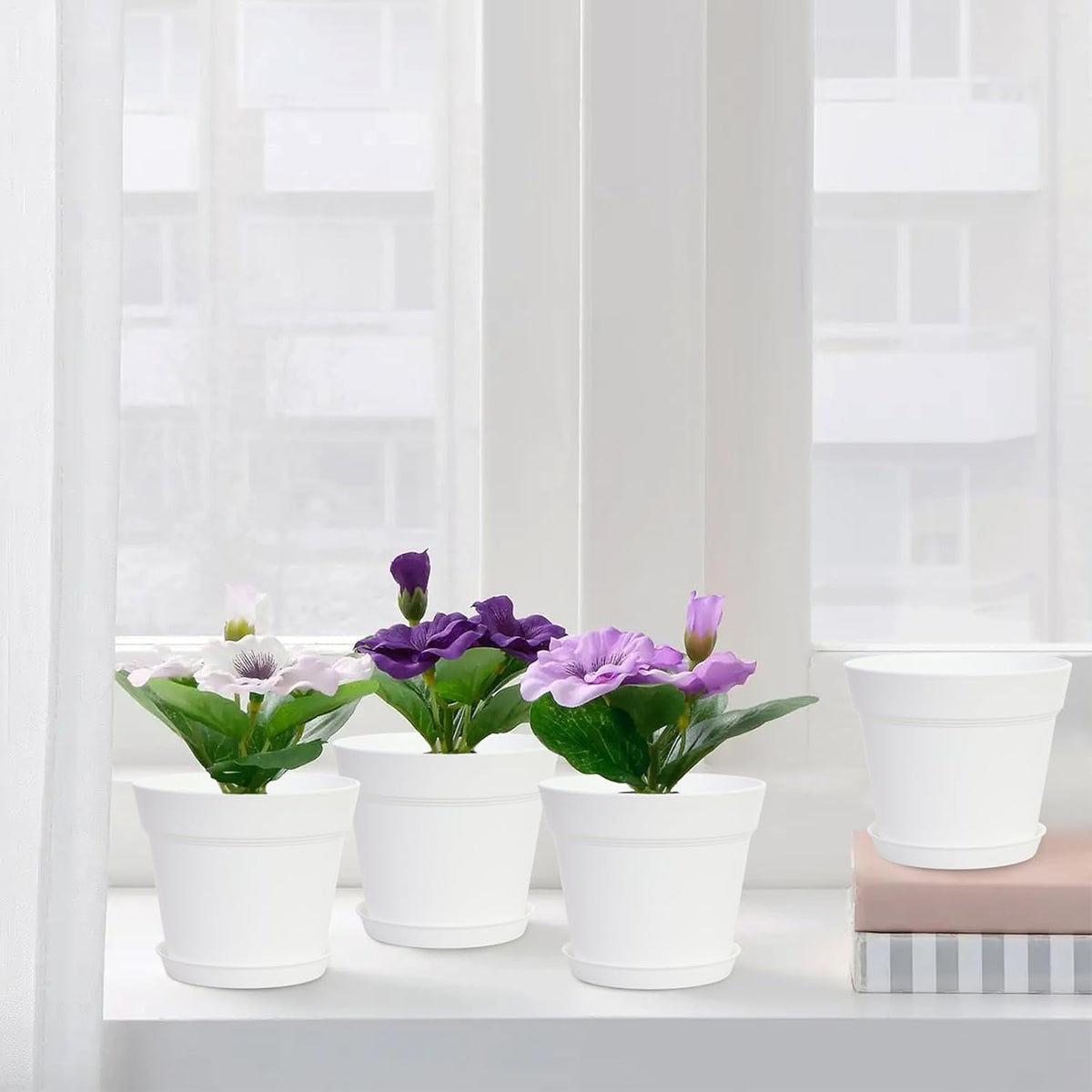 GARDIFE 20 Pack 6 inch Plant pots, planters for Indoor Plants, Flower pots, White