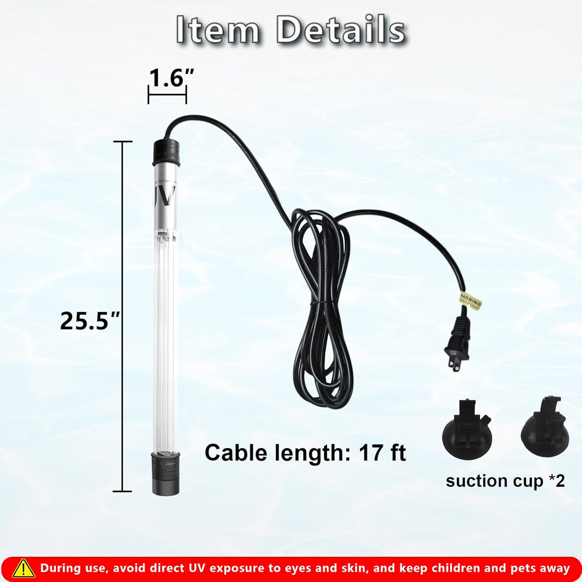 55W Pond UV Light for 500-5000 Gallon, Aquarium UV Light, UV Water Clarifier for Pond, Cold Plunge, Aquarium, Ice Bath, Hot Tub, Swimming Pool, Spa and Fish Tank