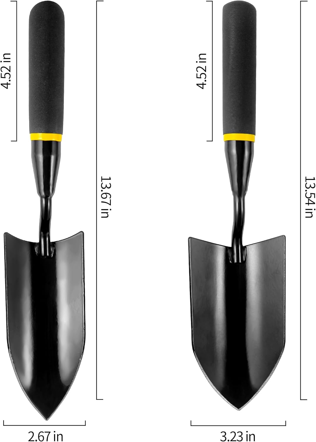 2-in-1 Trowel and Transplanter Gardening Tool Set, Outdoor Hand Tools, with Non-Slip Handle and Protective Blade Covers, Ideal Gardening Gifts for All (Black)