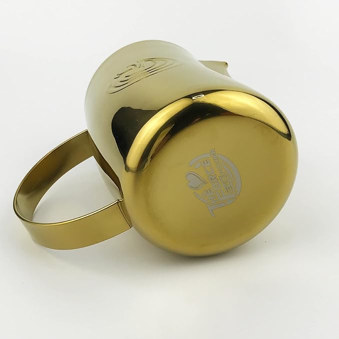 Barista Swag Curved Body Coffee Milk Frothing Cup for Espresso Machines Latte Art 500ml Steaming Pitchers (Mirror Gold)