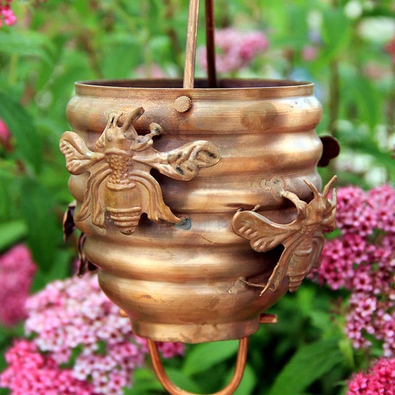 Nutshell Stores Honeybee & Hive Copper Rain Chain - Copper - 19 Feet